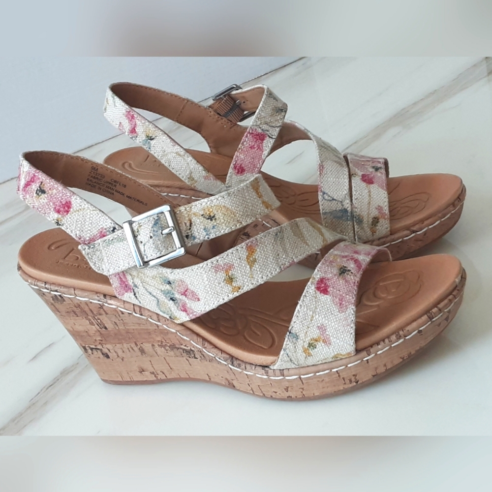 B.O.C. Born Concept Floral Cork Strappy Slingback Sandals Sz 9